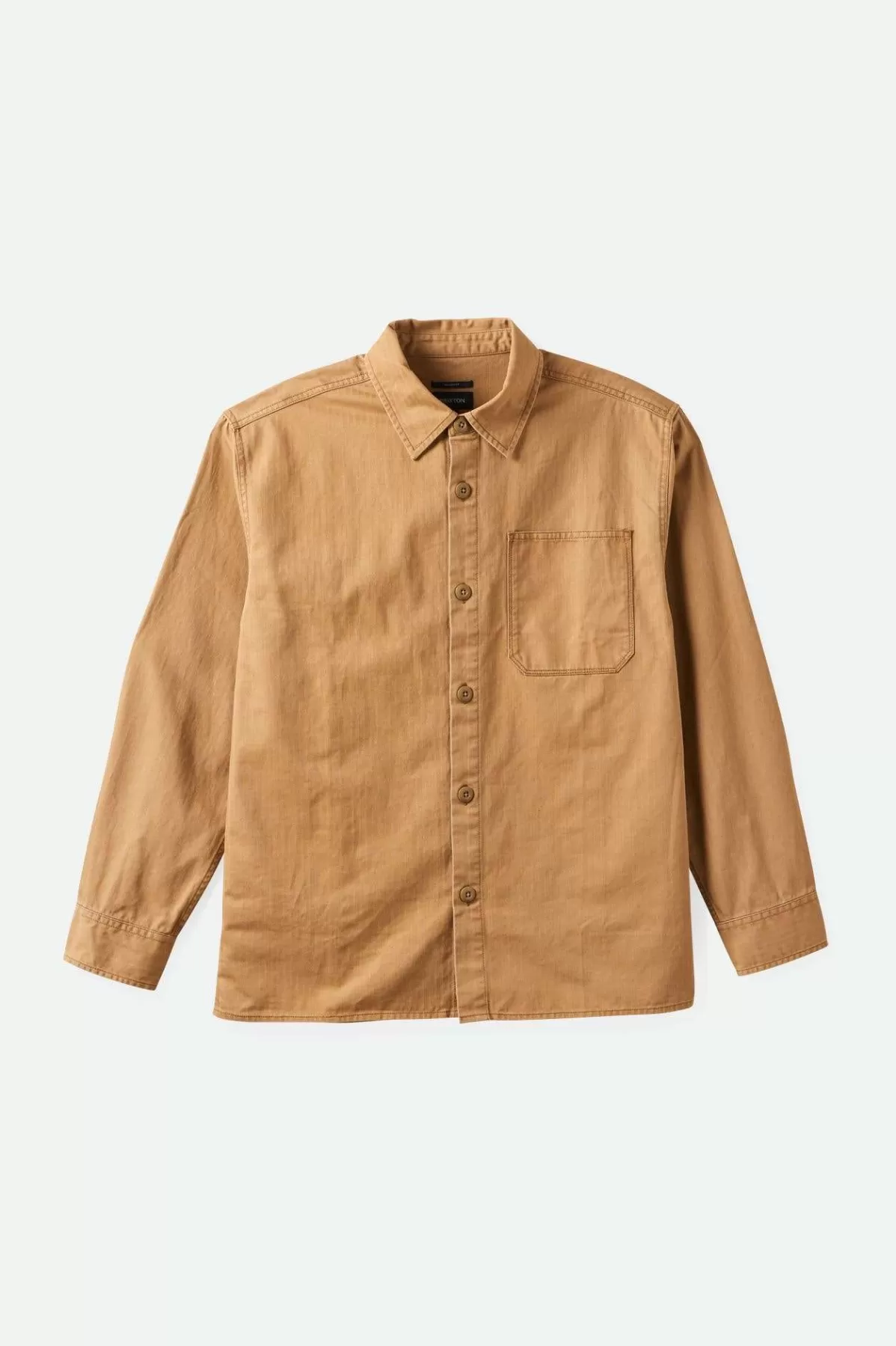Button Ups-Brixton Selden L/S Overshirt Tobacco Brown Worn Wash