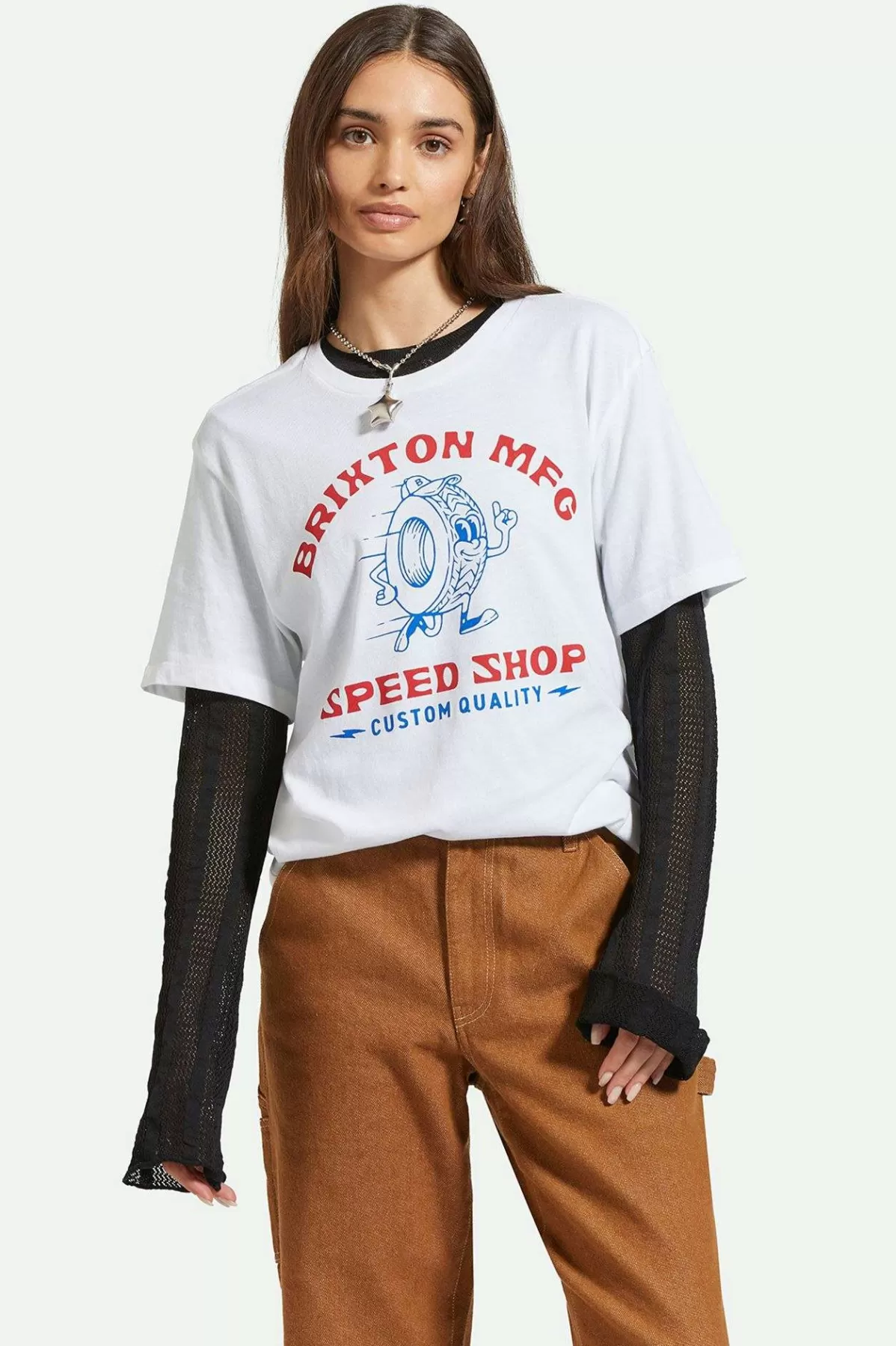 T-Shirts & Tanks | Tops-Brixton Speed Shop Vintage Crew T-Shirt White