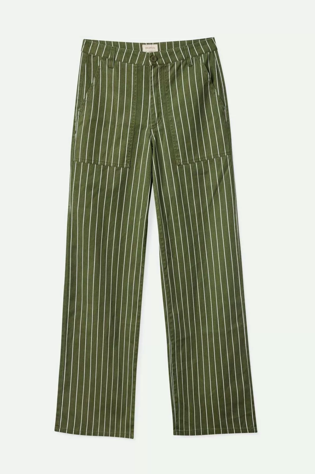 Pants & Shorts-Brixton Vintage Military Lightweight Pant Olive Surplus/Whitecap Pinstripe